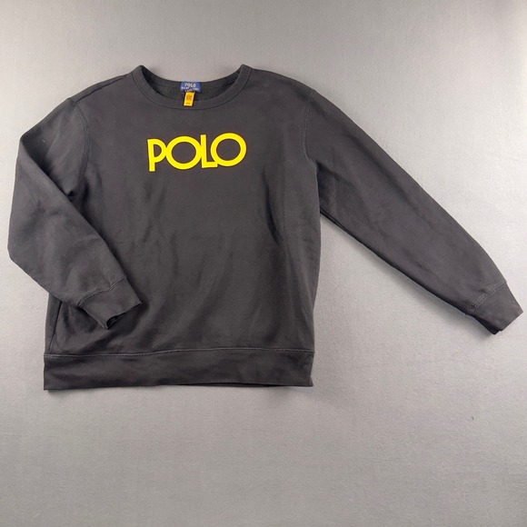 Polo Ralph Lauren Other - Polo Ralph Lauren Kids XL 18-20 Black Yellow Logo Fleece Crewneck Sweatshirt